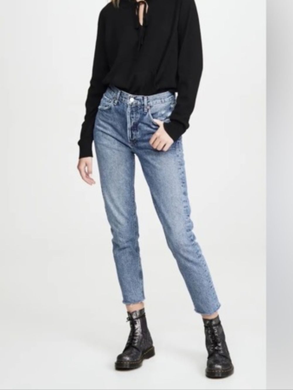 Agolde Jamie Jeans High-Rise Midwash Blue Denim Size 26